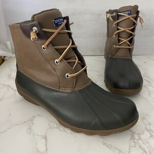 Sperry Gulf Duck Boots Women 9M Brown Black Snow Winter Rain Waterproof Chukka